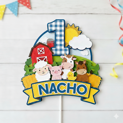 Topper de tarta de animales de granja personalizado